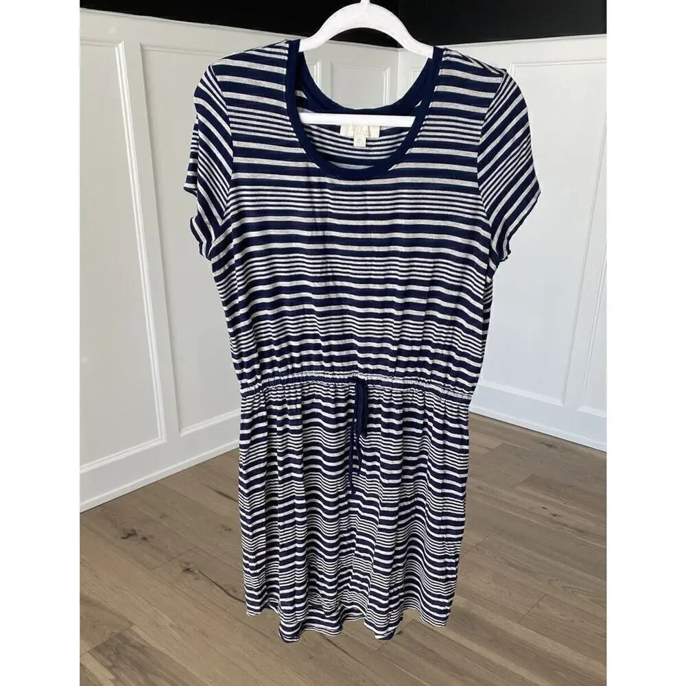 Olive and Oak Womens Navy and Gray Striped Cabana Crew Neck Knit Dress Size XL - Picture 2 of 10